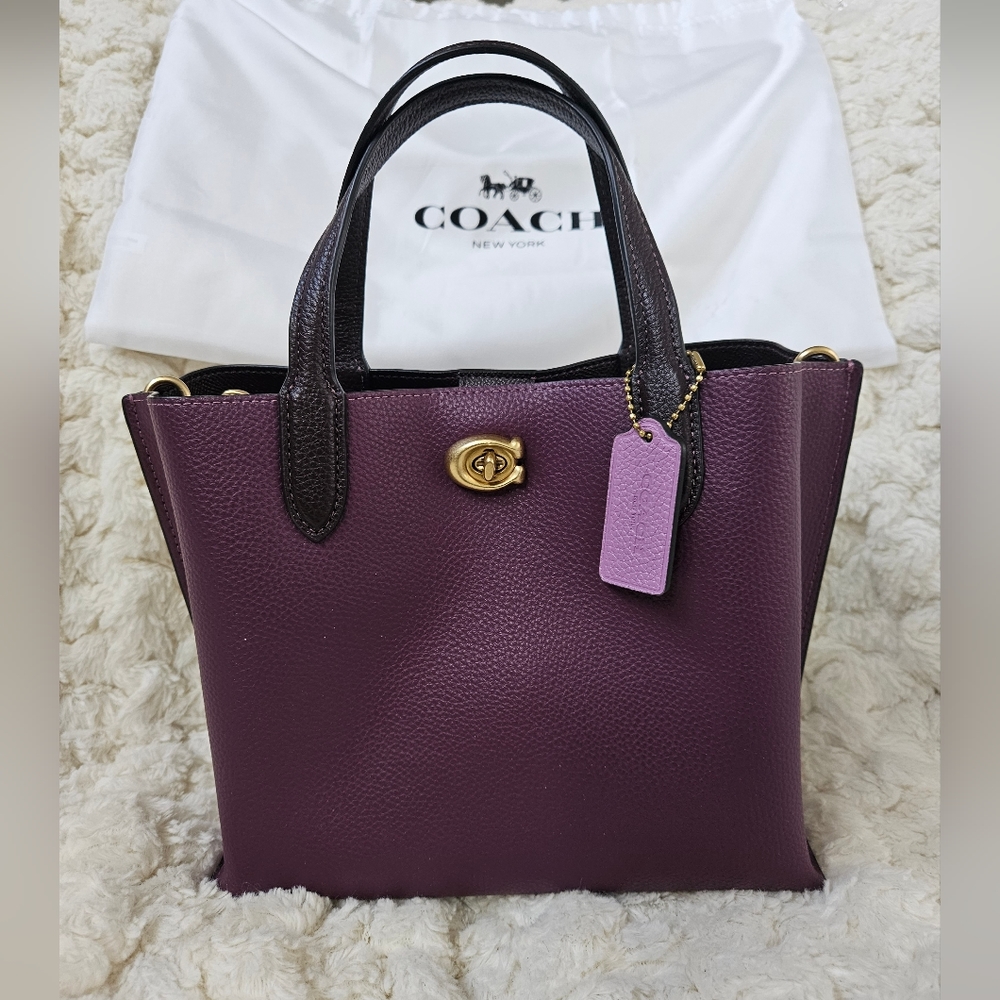 COPY - Coach Willow Small Tote Purse Leather Berry